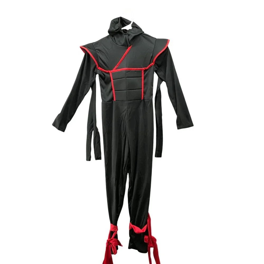 Spirit Halloween Boys M 8-10 Stealth Ninja Costume Black Full‎ Outfit Mask Belt - Picture 2 of 12
